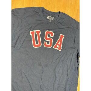 General Standard USA American Flag Men's 2XL Navy Blue Graphic T-Shirt Made USA